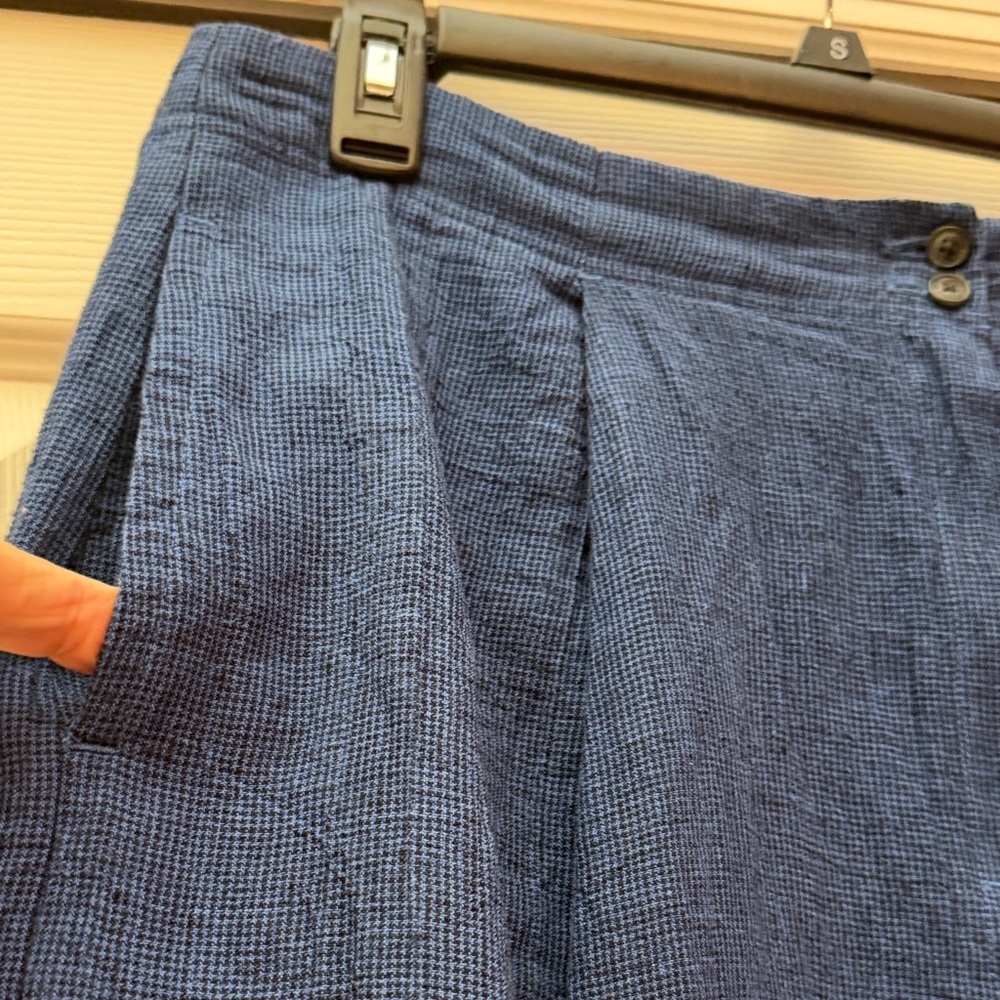 Poetry Deep Blue Midi Skirt, 100% linen, size 16, pockets - Picture 10 of 12